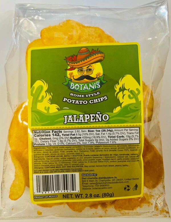 Botanis Home Style potato chips 2.8 oz Jalepeno